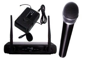 Sistema Inalámbrico UHF con microfonos de mano y lavalier Prodb
