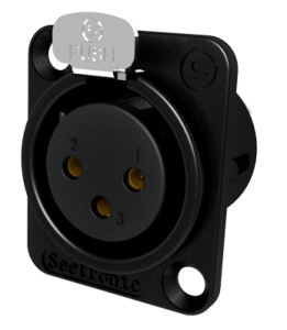 CONECTOR SEETRONIC K3F2C-BG XLR HEMBRA PANEL CUADRADO NEGRO (GOLDEN CONTACT)