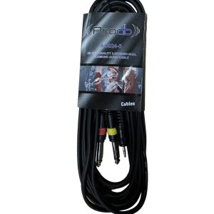 Cable Miniplug estereo a dos plug ¼ mono  5 MTRS PRODB